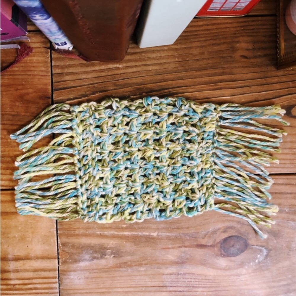 2/$12 Multicolored Square Drink Coaster with Fringe!